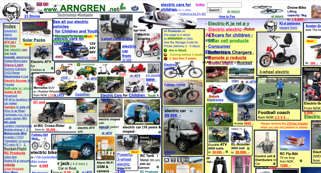 an example of really bad balance in web design, some random website with random images all over