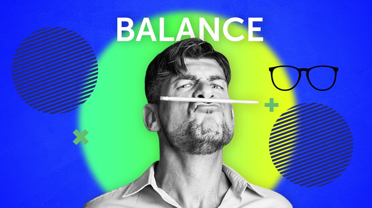 image of a man balancing pencil on his lips