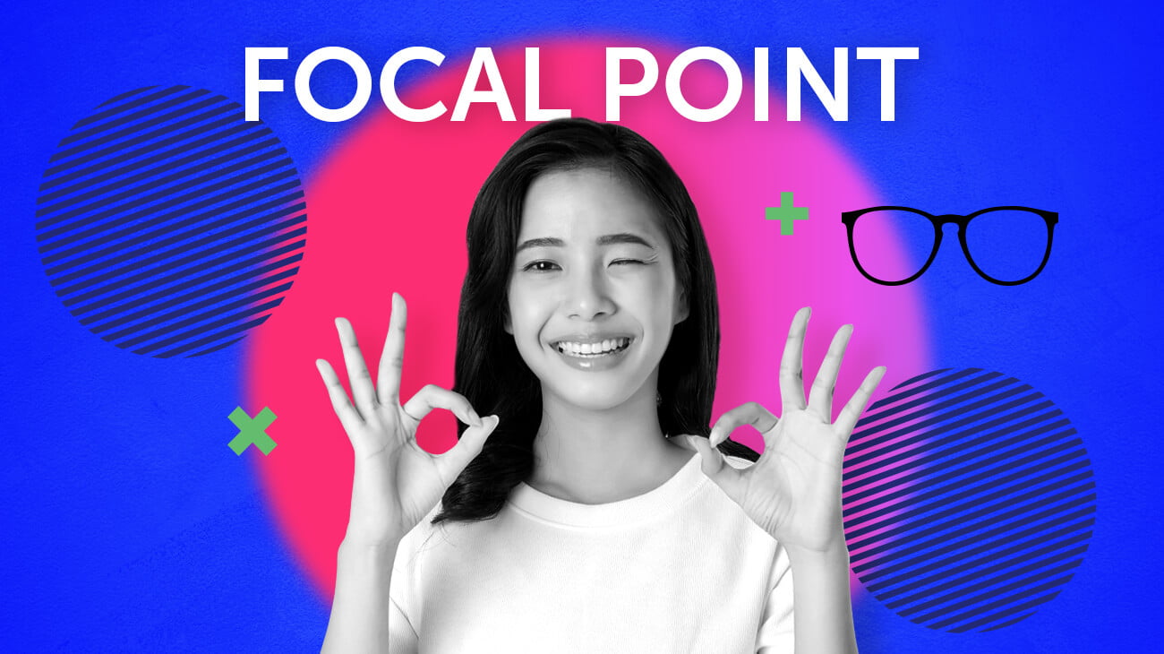 focal point headline and woman's face