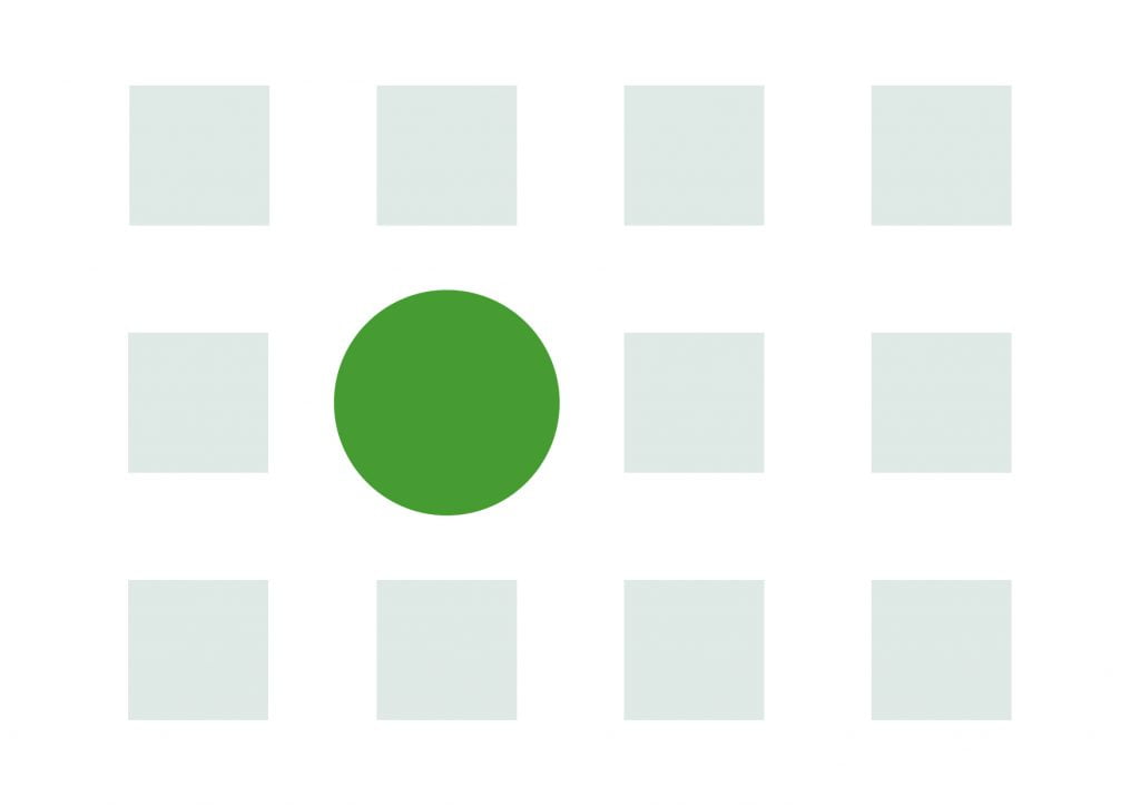 focal point as a green circle