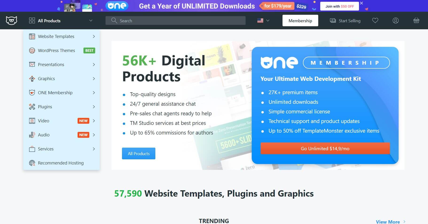 Template Monster website homepage